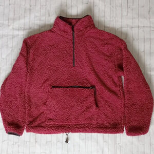 No Boundaries Sherpa Womens Size XL/XG Red Quarter Zip Pullover Jacket